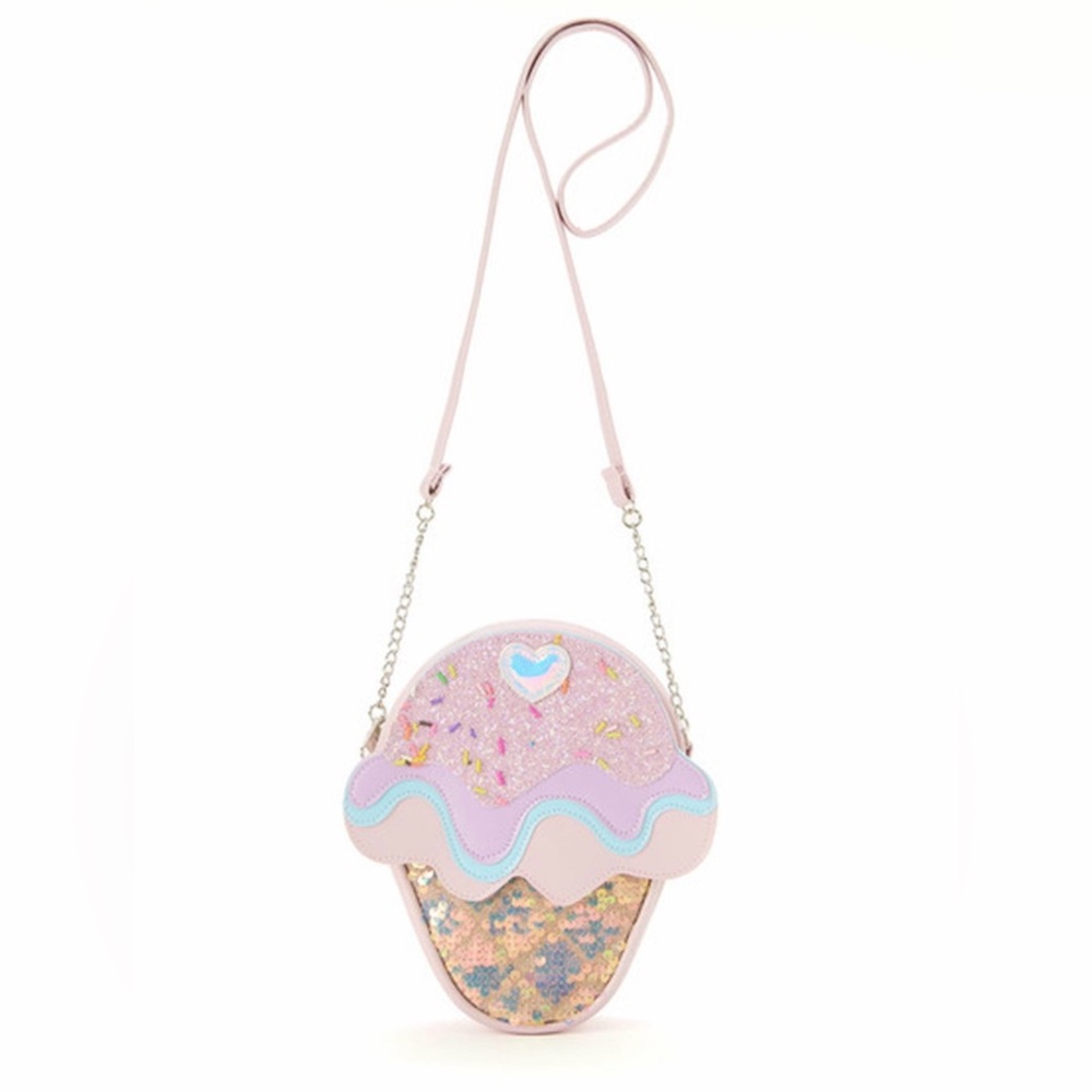 Justice Pastel Pink Glitter Ice Cream Crossbody Bag
